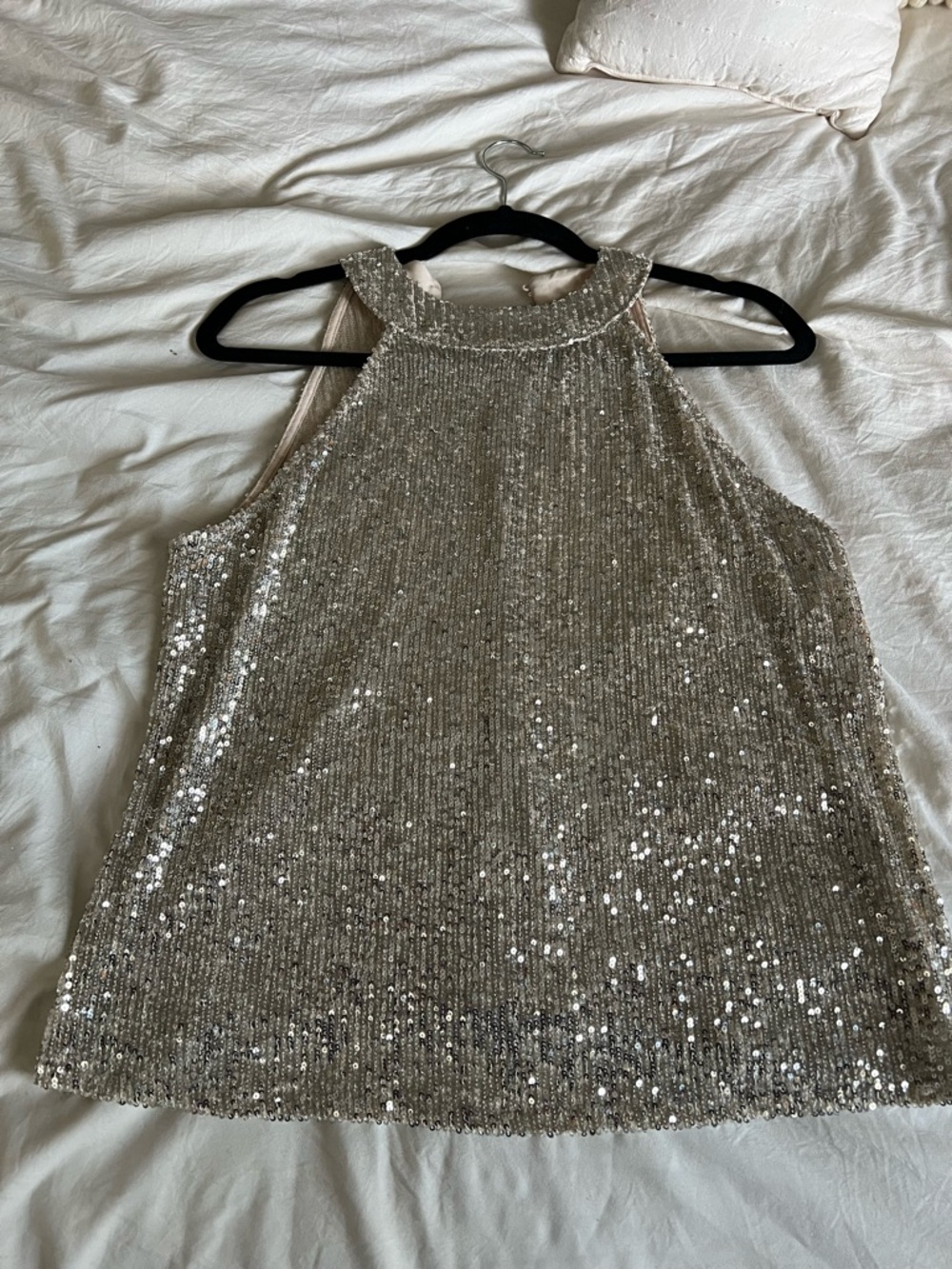 love on a hanger Silver Sequin Halter Top